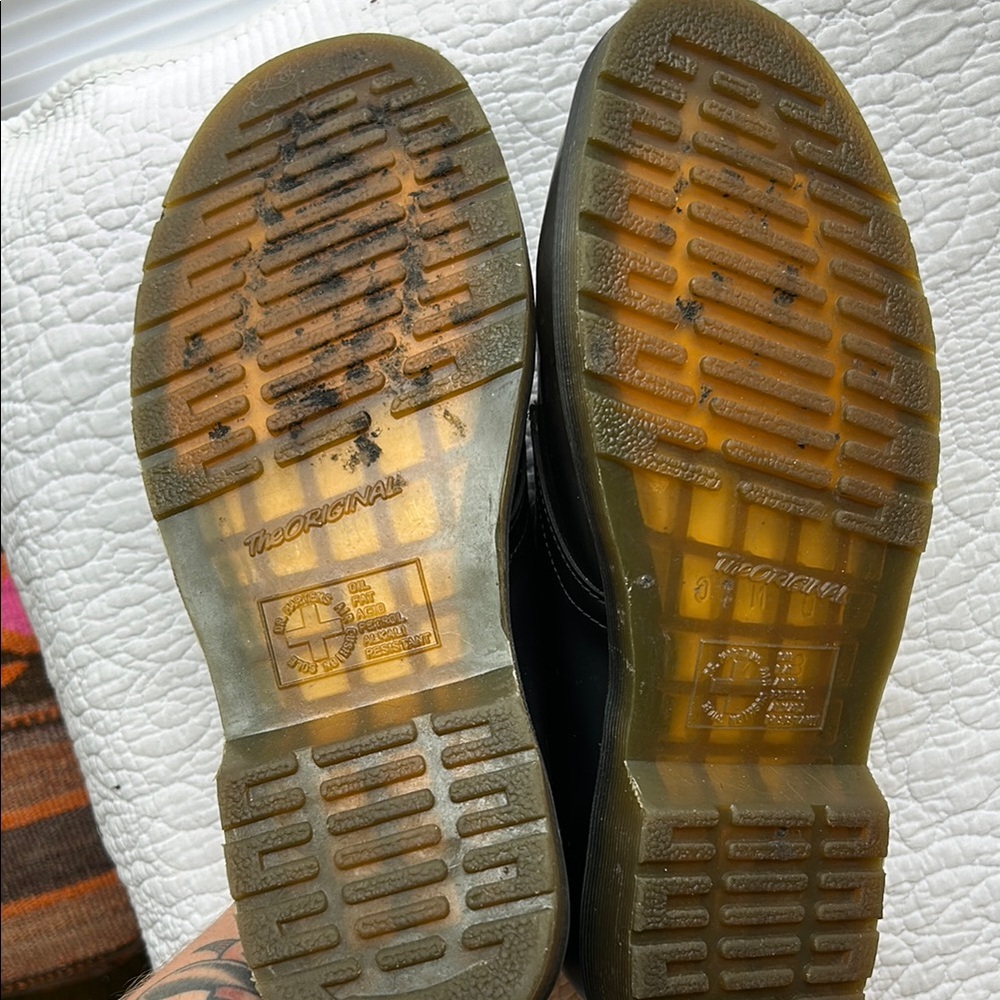 Dr. Martens Black Leather Oxfords with Yellow Stitching - Picture 3 of 5